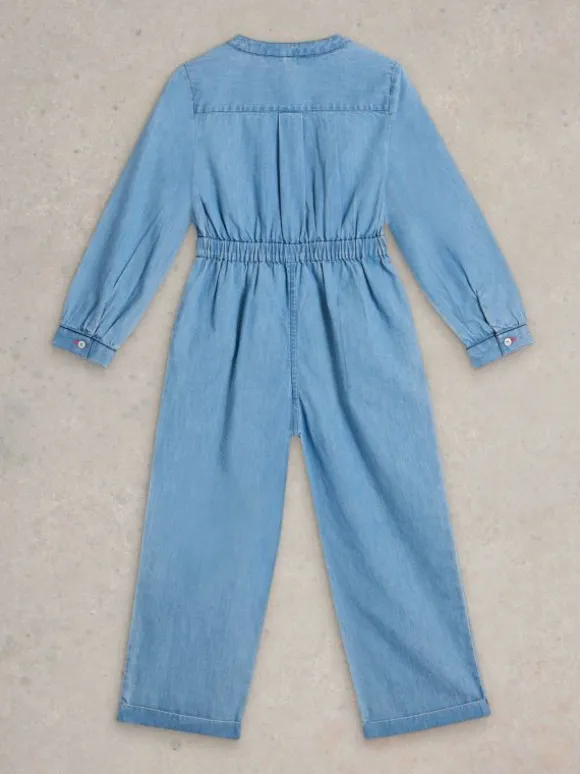 Girls Chambray Jumpsuit in CHAMBRAY BLUE