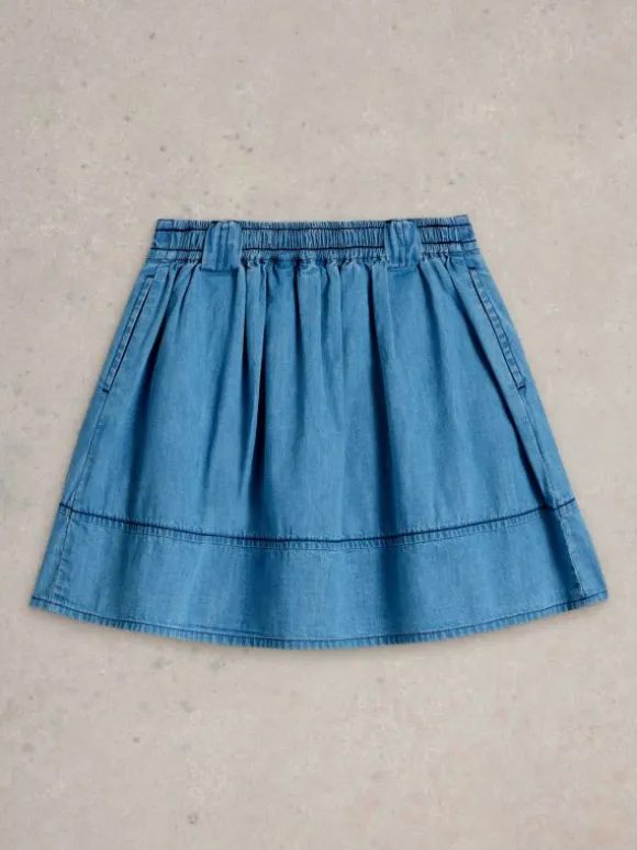 Girls Chambray Skirt in CHAMBRAY BLUE