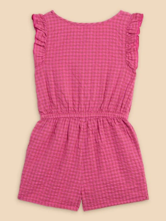 Girls Gingham Playsuit in DUSTY PINK