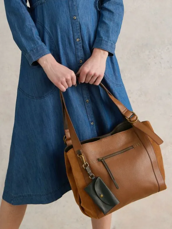 Hannah Leather Tote Bag in MID TAN