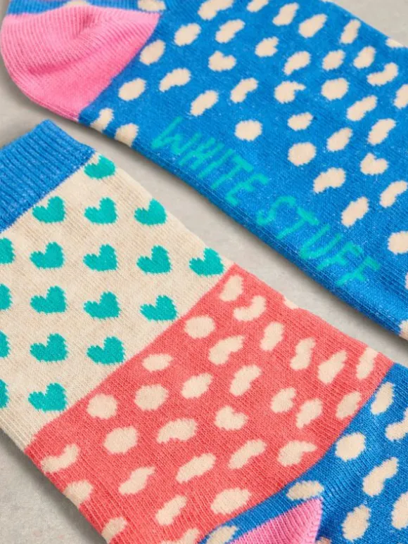 Heart Spot Ankle Sock in BLUE MULTI