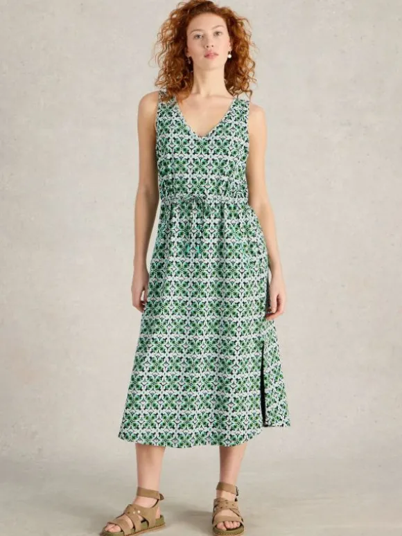 Heidi Jersey Midi Dress in NAVY PRINT