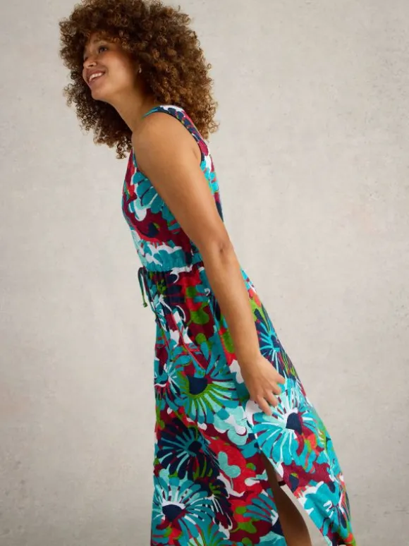 Heidi Jersey Midi Dress in NAVY MULTI