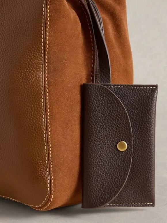 Hettie Leather Zip Tote in MID TAN