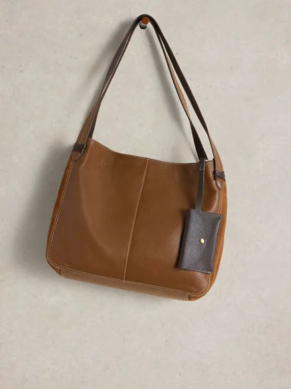 Hettie Leather Zip Tote in MID TAN