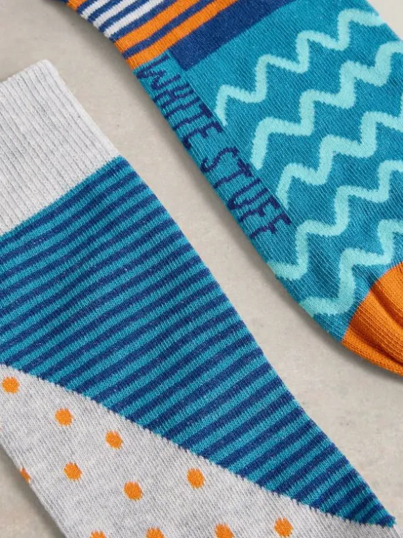 Hotch Potch Stripe Ankle Sock in BRIGHT TEAL