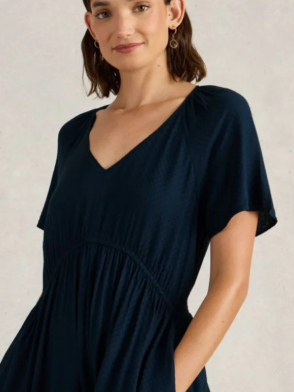 Imogen Short Sleeve Midi Dress in DARK NAVY