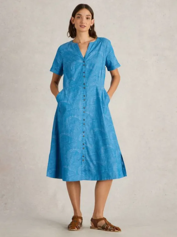 Iris Cotton Jacquard Dress in CHAMBRAY BLUE