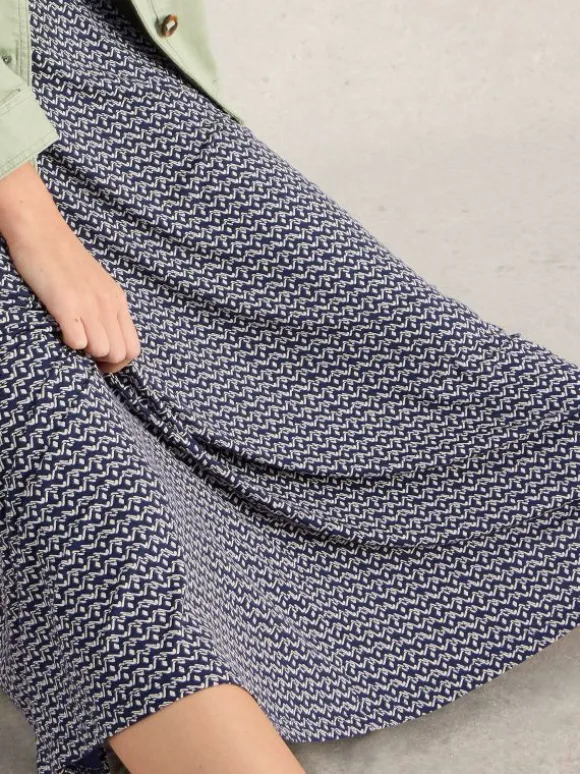 Jada Jersey Maxi Skirt in NAVY PRINT