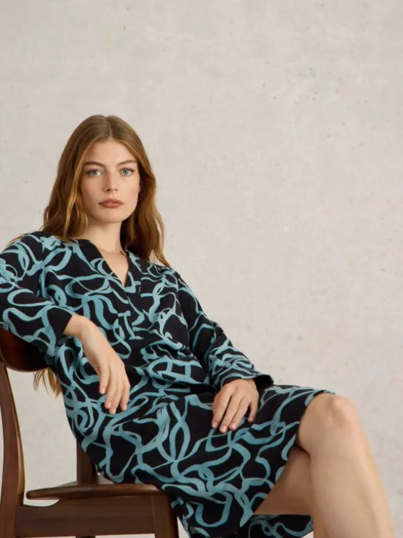 June Jersey Dress in BLACK PRINT