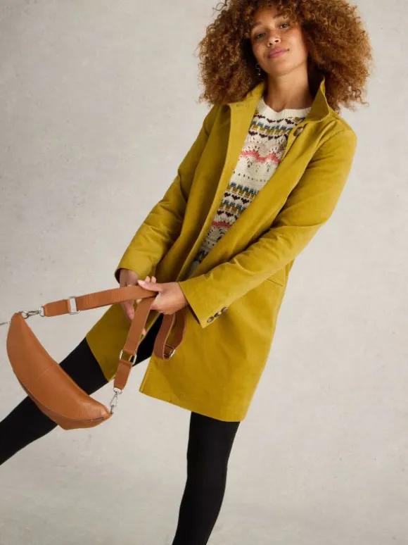 Karla Velvet Coat in MID CHARTREUSE