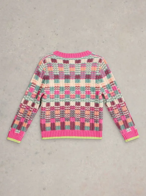 Kids Checkerboard Jumper in PINK MULTI