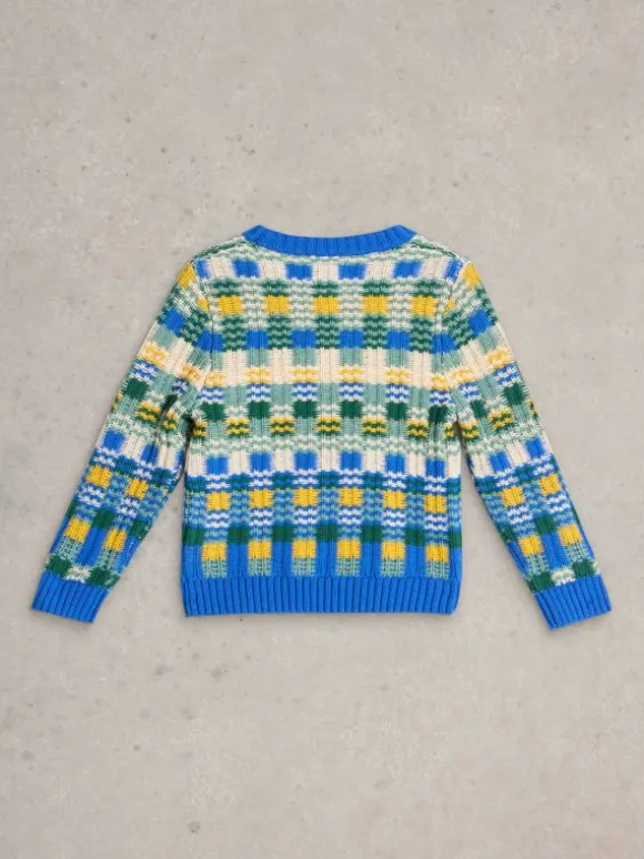 Kids Checkerboard Jumper in BLUE MULTI