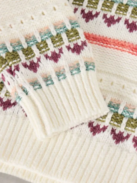 Kids Fairisle Crew Jumper in NATURAL MULTI