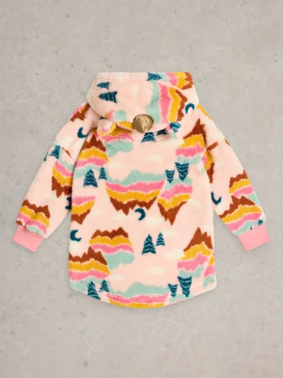 Kids Girls Rainbow Cosy Hoodie in NATURAL MULTI