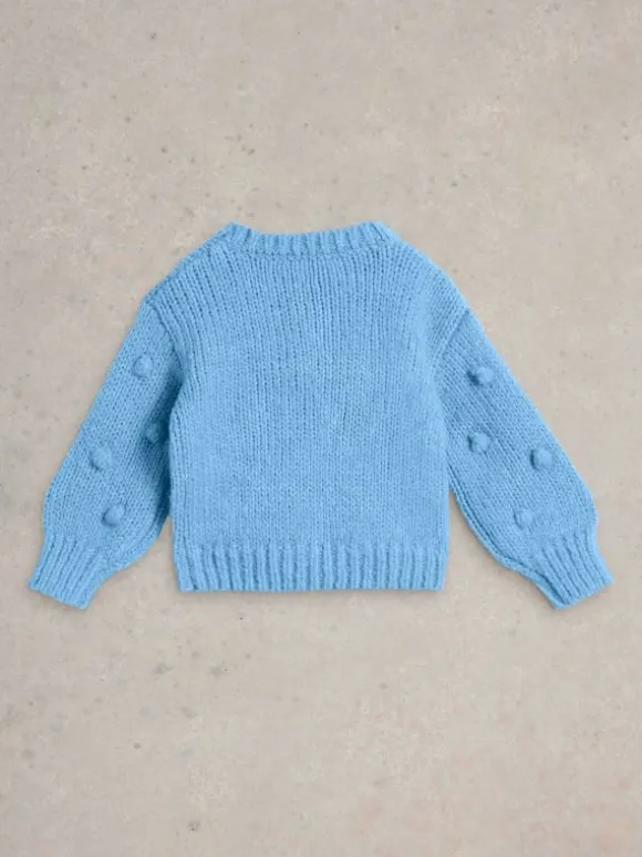 Kids Pom Pom Jumper in BRIGHT BLUE