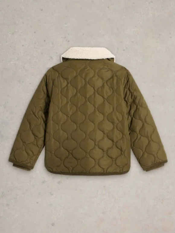 Kids Quilted Jacket in KHAKI GREEN