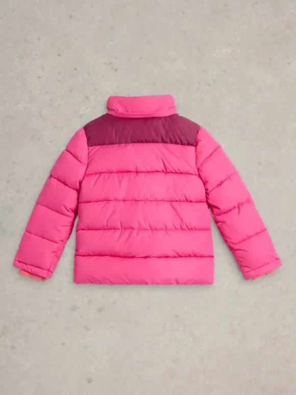 Kids Short Puffer Coat in BRIGHT PINK