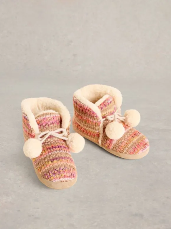 Knitted Bootie Slipper in NATURAL MULTI