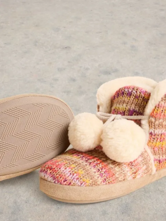 Knitted Bootie Slipper in NATURAL MULTI