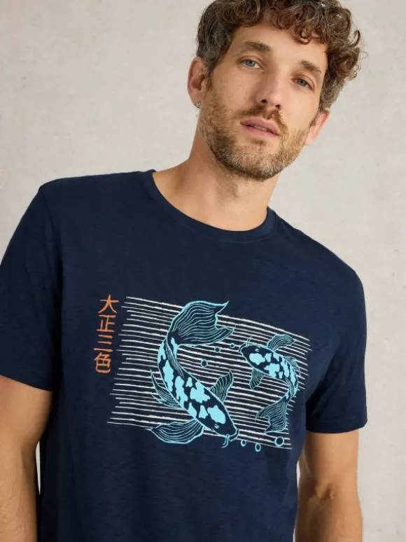 Koi Fish Graphic Tee in NAVY PRINT