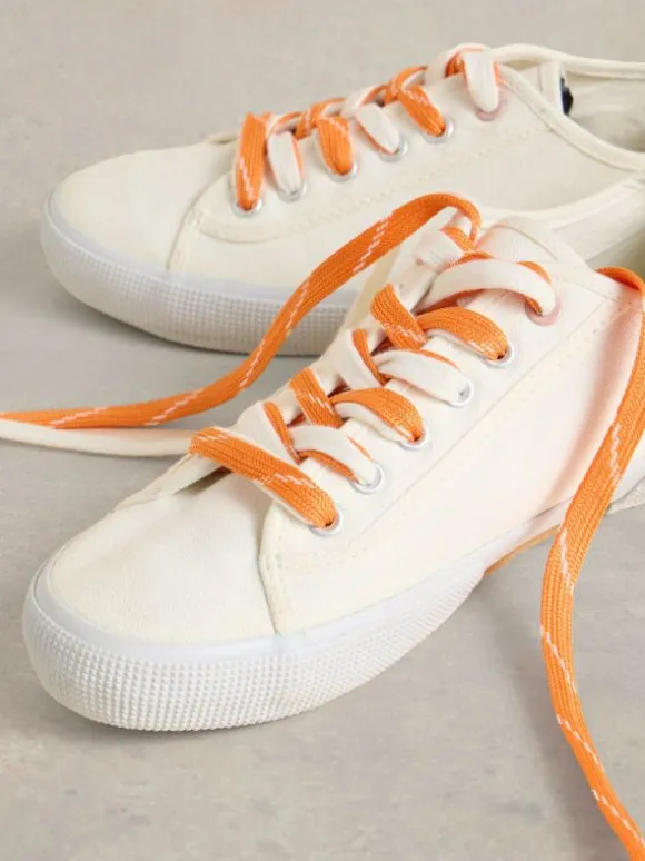 Lace Up Pippa Canvas Trainer in BRILLIANT WHITE