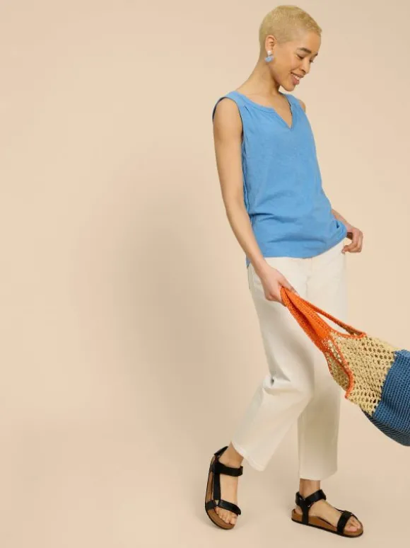 LAILA COTTON VEST in MID BLUE