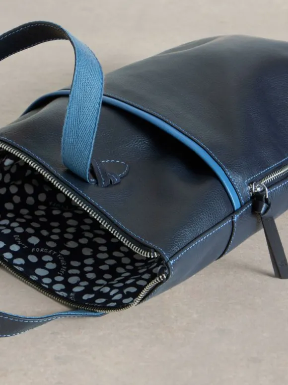 Leather Convertible Backpack in FRENCH NAVY