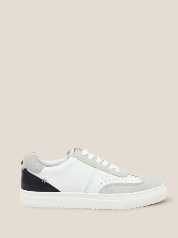 Leather Lace Up Trainer in WHITE MULTI