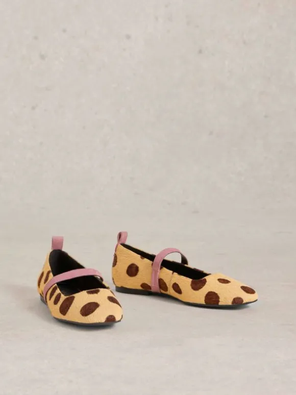 Leather Minnie Strap Ballerina in NATURAL PRINT