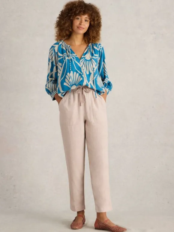 Linen Blend Elle Trouser in LIGHT NATURAL