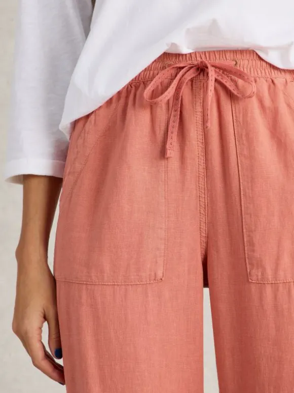 Linen Blend Elle Trouser in MID RED