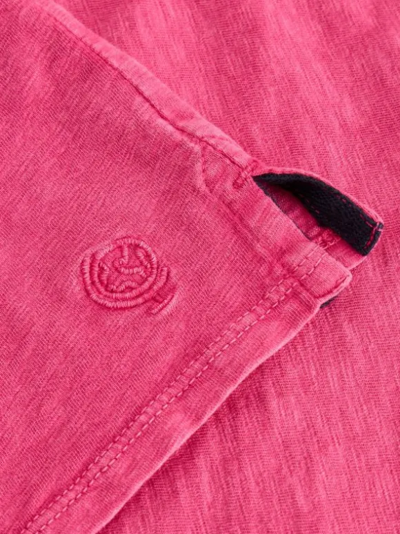 Long Sleeve Henley Tee in BRIGHT PINK