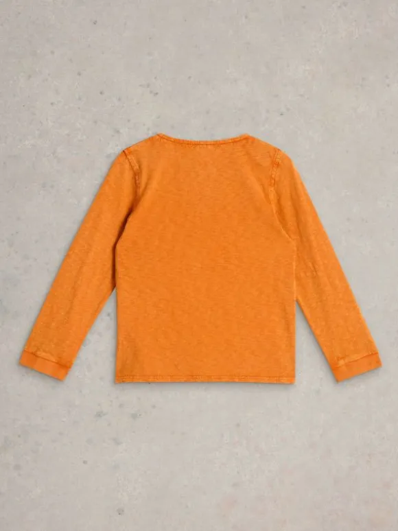 Long Sleeve Henley Tee in DARK ORANGE