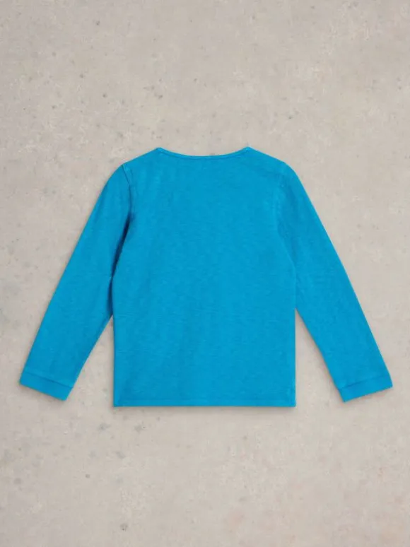 Long Sleeve Henley Tee in BRIGHT BLUE