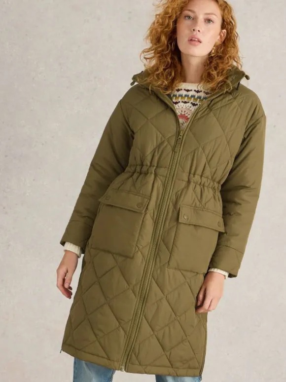 Lorena Quilted Coat in KHAKI GREEN