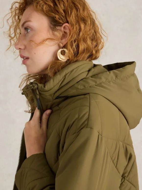 Lorena Quilted Coat in KHAKI GREEN