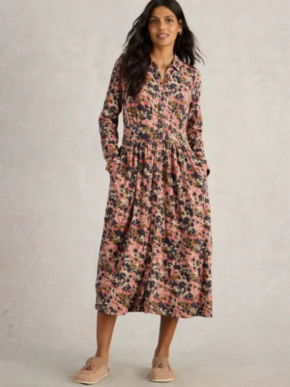 Lottie Jersey Shirt Dress in PINK MULTI