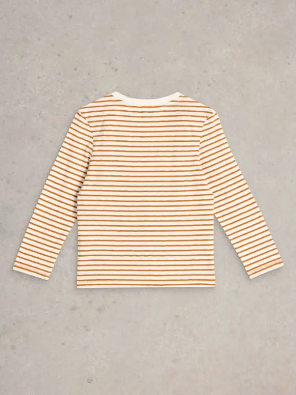 LS Bear Stripe Graphic Tee in NATURAL MULTI