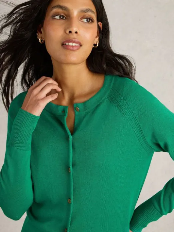 LULU CREW NECK CARDI in BRIGHT GREEN