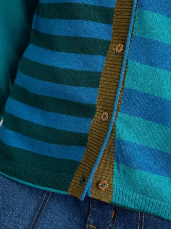 LULU STRIPED CREW NECK CARDI in BLUE MULTI