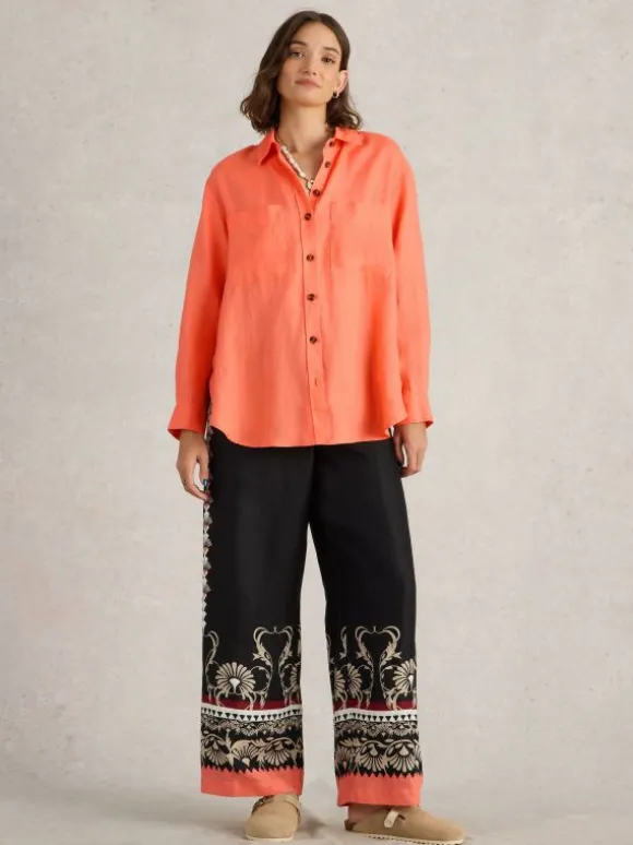 Lydia Linen Shirt in BRIGHT ORANGE