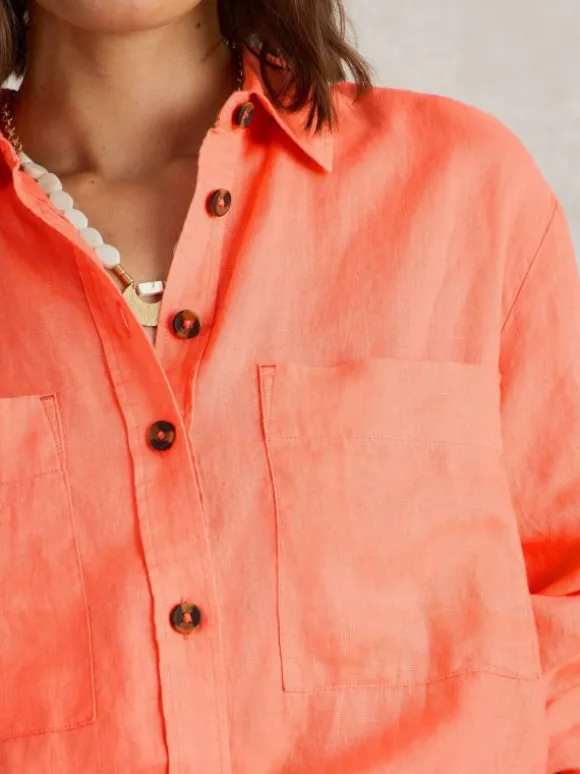 Lydia Linen Shirt in BRIGHT ORANGE