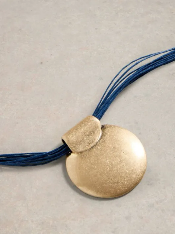 Maple Disk Necklace in FRENCH NAVY