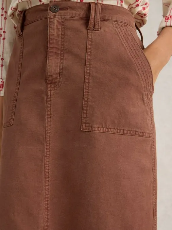 Maren Mid Length Skirt in DARK TAN