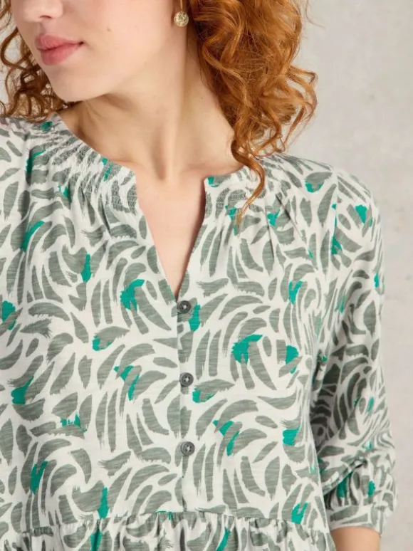 MARLIE BUTTON TUNIC in GREEN PRINT