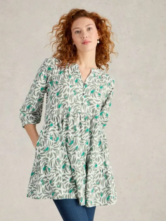 MARLIE BUTTON TUNIC in GREEN PRINT