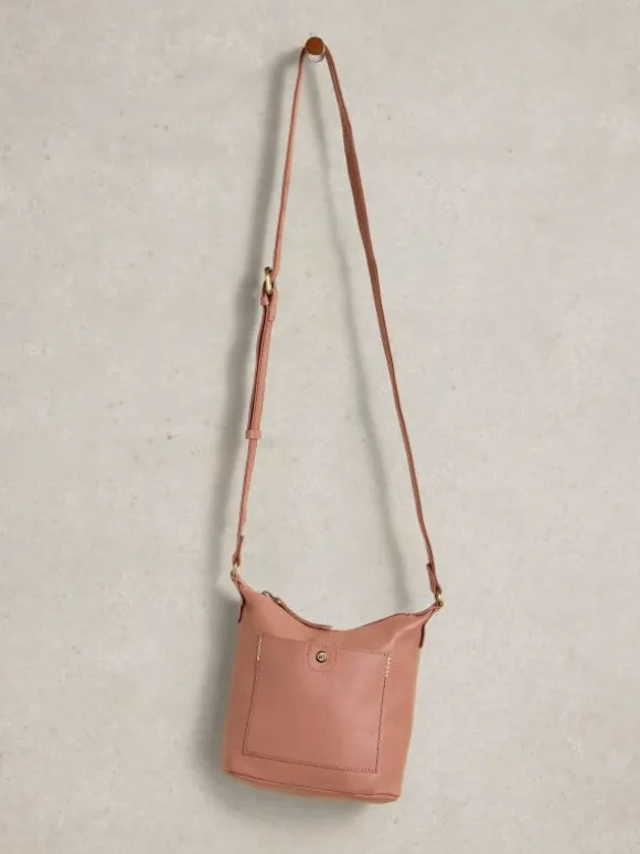 Mini Leather Fern Crossbody in MID PINK