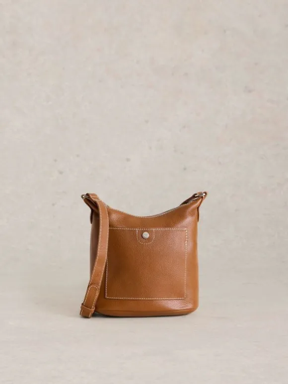 Mini Leather Fern Crossbody in MID TAN