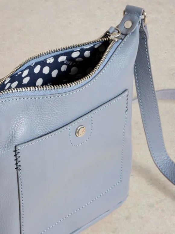 Mini Leather Fern Crossbody in DUSTY BLUE